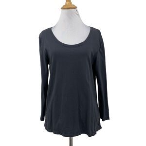 People Like Frank Shirt Womens L Large Gray Quarter Sleeve Scoop Neck Cotton Tee